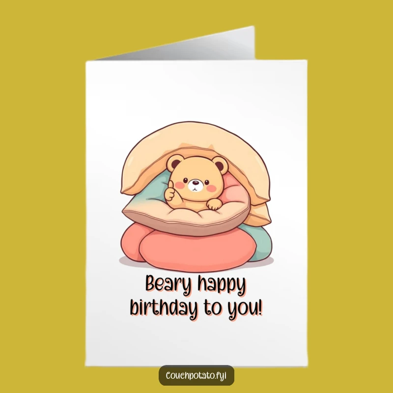 Free Printable Funny Bear Birthday Card - Round Bear Thumbs Up, Downloadable Joy