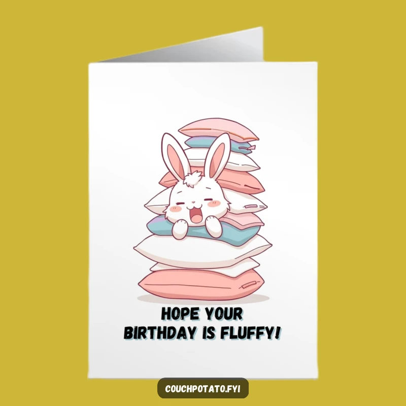 Free Printable Funny Bunny Birthday Card: Sleepy Pillow Balance, Hilarious DIY Downloadable Gift!