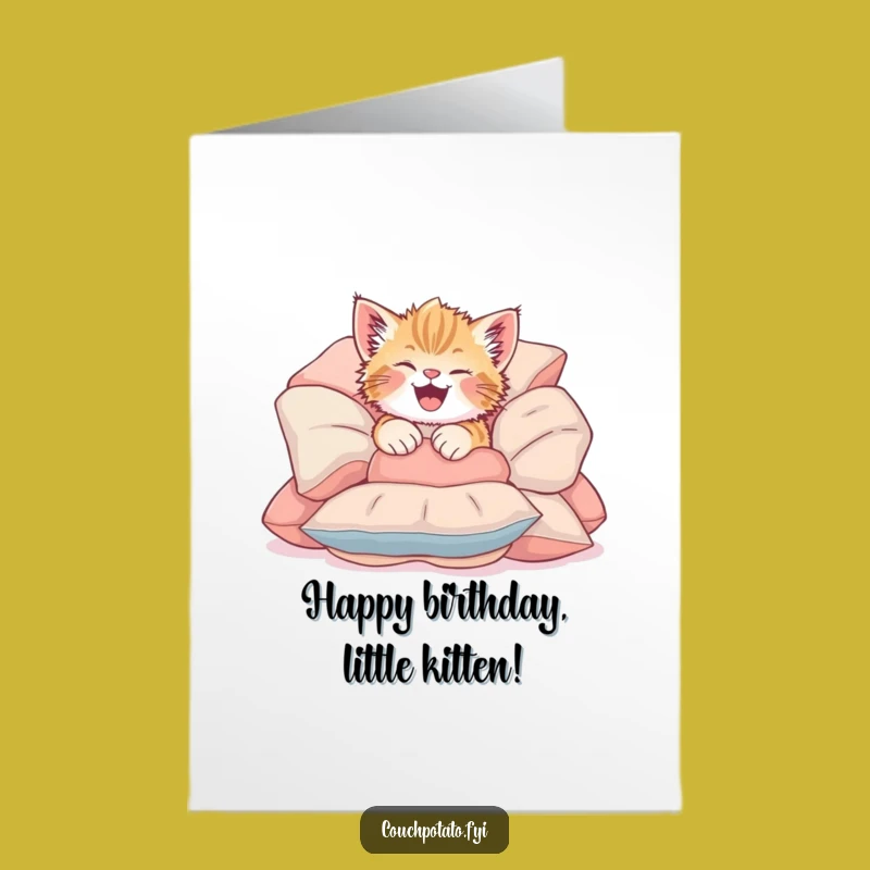 Free Printable Kitten Birthday Card: Giggling Tumble Funny Downloadable Gift Fun