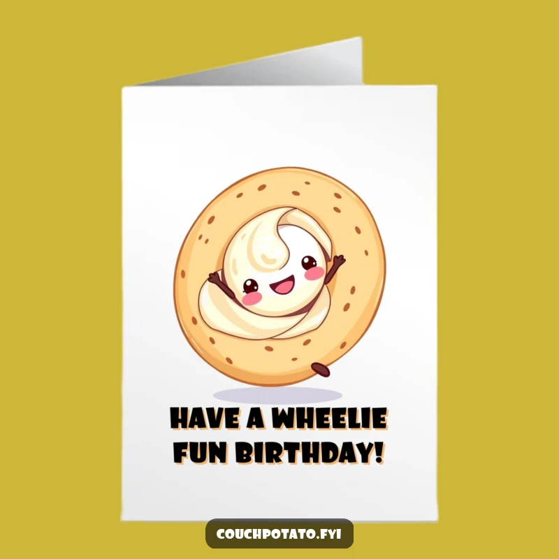 Happy Birthday Free Printable Card: Cream Cheese Cartwheel Downloadable Fun Gift