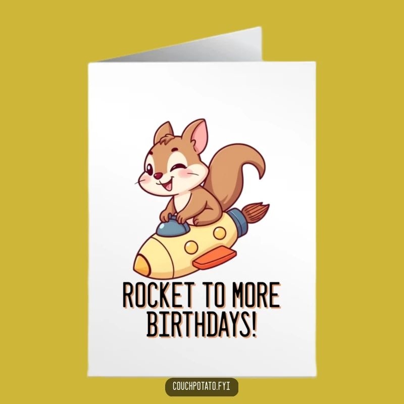 Free Printable Birthday Card: Rocket Squirrel, Funny Downloadable Gift!