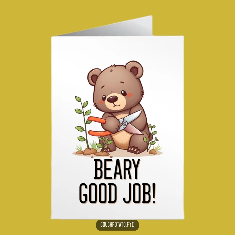 Free Printable Bear Cub Card - Determined Congrats Downloadable for Careful Efforts