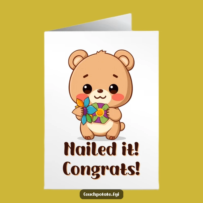 Free Printable Bear Cub Craft Card - Funny Congrats Downloadable Gift for All