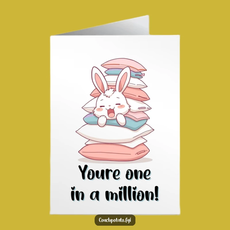 Free Printable Bunny Congratulations Card: Sleepy Pillow Balance, Hilarious DIY Downloadable Success!