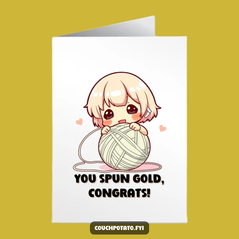 Free Printable Congrats Card: Amusing Yarn Winder, Swift Success Celebration Downloadable