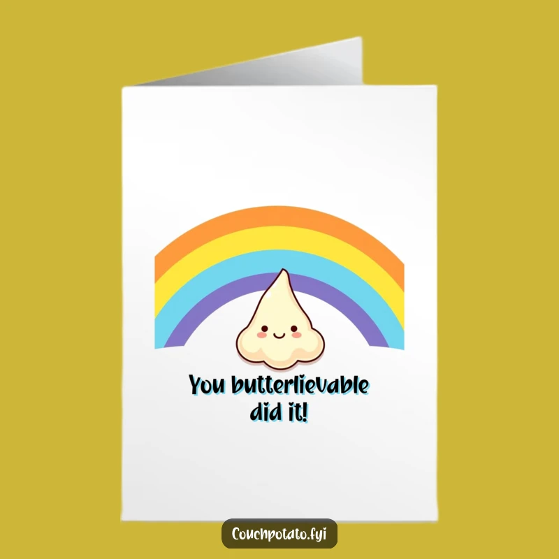 Free Printable Congrats Card: Cream Cheese Rainbow Slide Funny Achievement Downloadable Gift