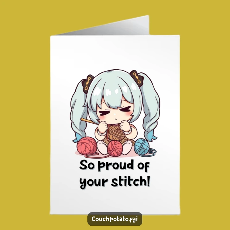 Free Printable Congrats Card: Focused Crafter Funny Character DIY Celebration Download