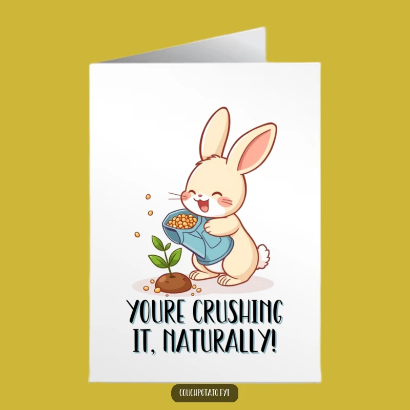 Free Printable Congrats Card: Funny Rabbit Growing Success, A Downloadable Gift!