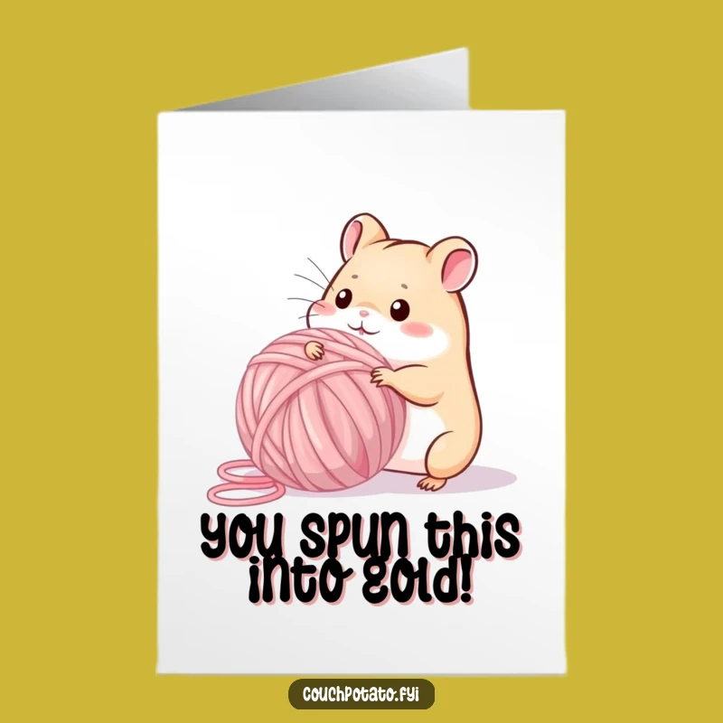 Free Printable Congrats Card: Hamster Spins Success - Downloadable