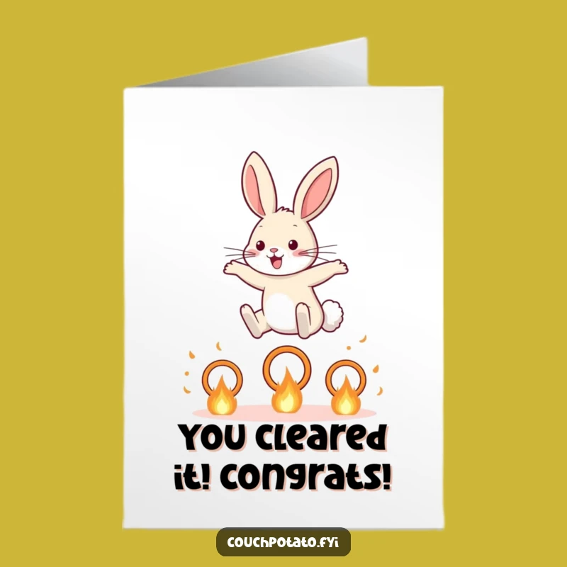 Free Printable Congrats Card: Rabbit Conquers Fiery Hoops