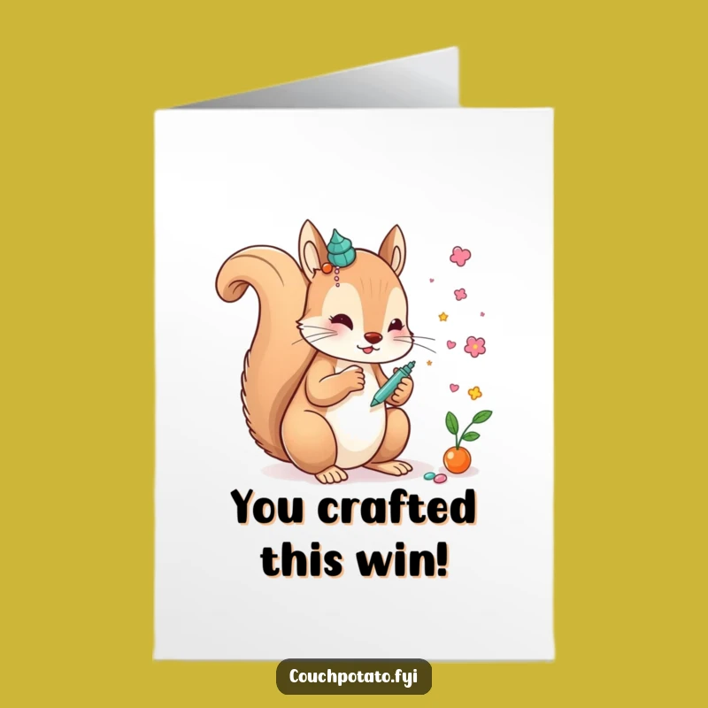 Free Printable Congrats Card: Squirrel Artist's Masterpiece - Downloadable