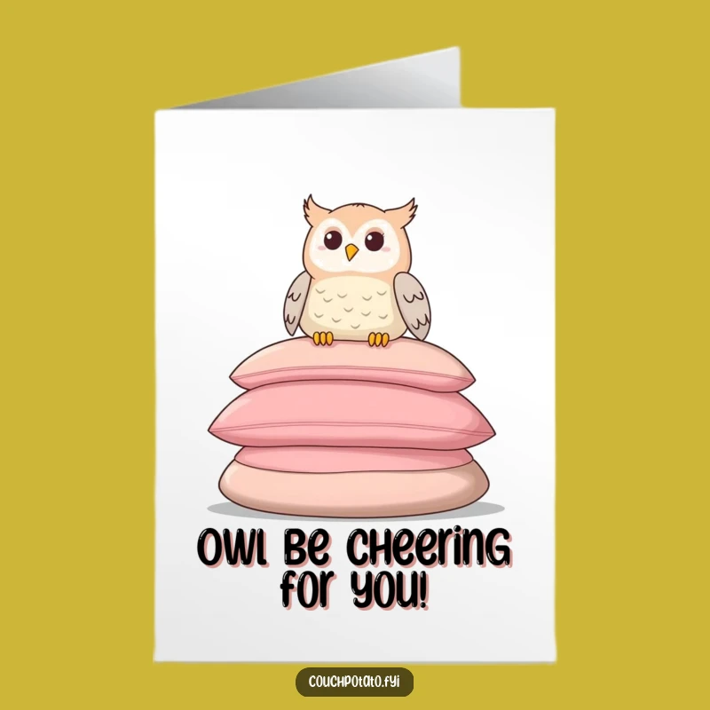 Free Printable Relaxed Owl Congratulations Card: Cozy Success Digital Download