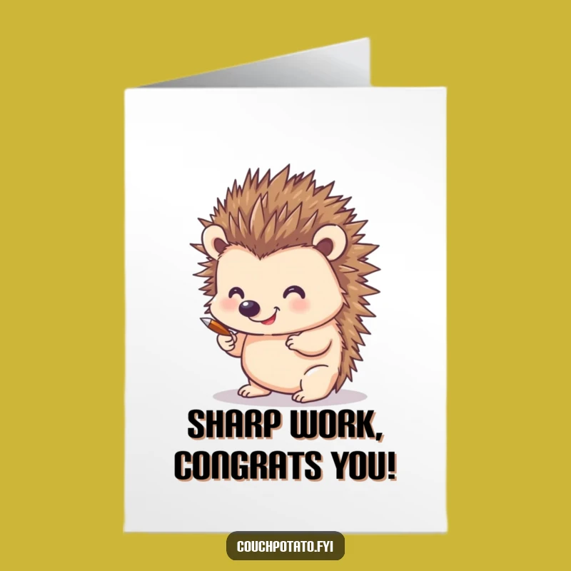 Free Printable Congrats Card: Hilarious Hedgehog Art for a Cheerful Downloadable Gift