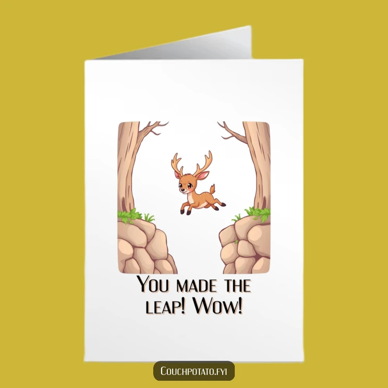 Free Printable Congrats Card: Deer Leaps Impossible Gap