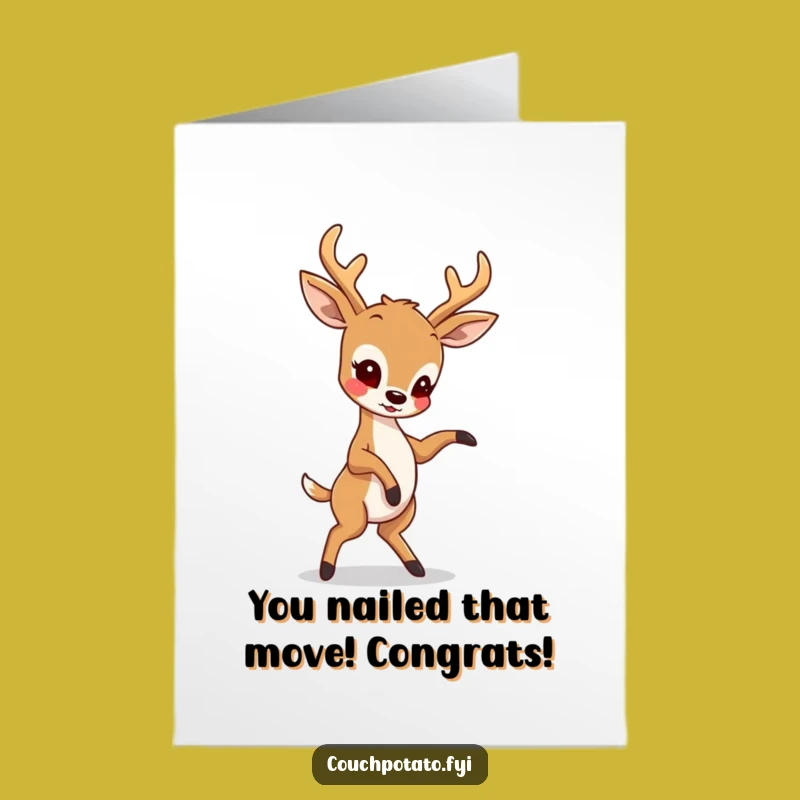 Free Printable Congrats Card: Hilarious Deer Dance for a Cheerful Downloadable Gift
