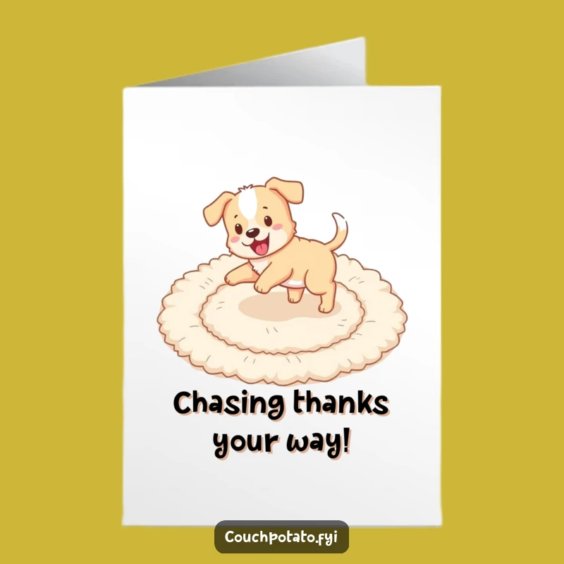 Free Printable Thank You Card: Puppy Chasing Tail, Grateful Fun Downloadable Gift