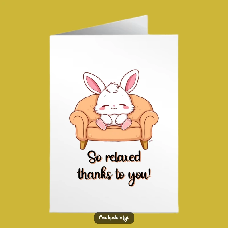 Free Printable Thank You Card: Cozy Bunny Gratitude, Relaxed Thanks, Downloadable Appreciation