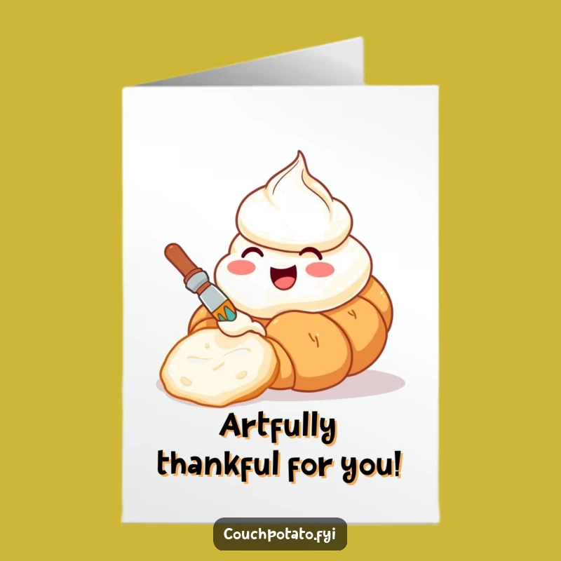 Free Printable Thank You Card: Cream Cheese Croissant Art Funny Downloadable Gift