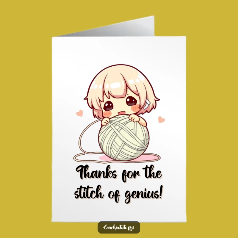 Free Printable Thank You Card: Whimsical Yarn Winder, Effortless Gratitude Downloadable