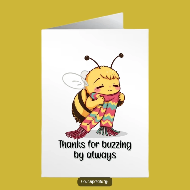 Free Printable Bee Knitting Thank You Card - Funny Downloadable Art for Grateful Gestures