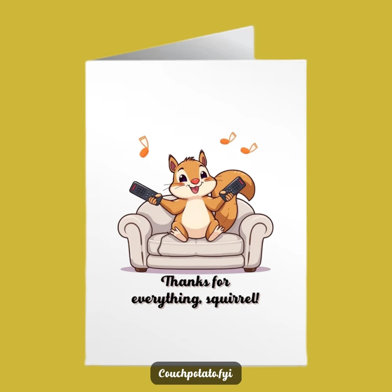 Funny Free Printable Squirrel Remote Card - Show Gratitude Downloadable DIY
