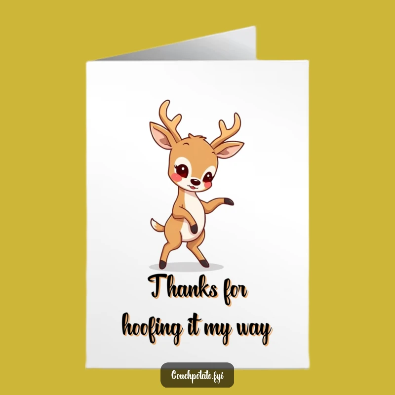 Free Printable Thank You Card: Funny Deer Dancing for a Whimsical Downloadable Gift