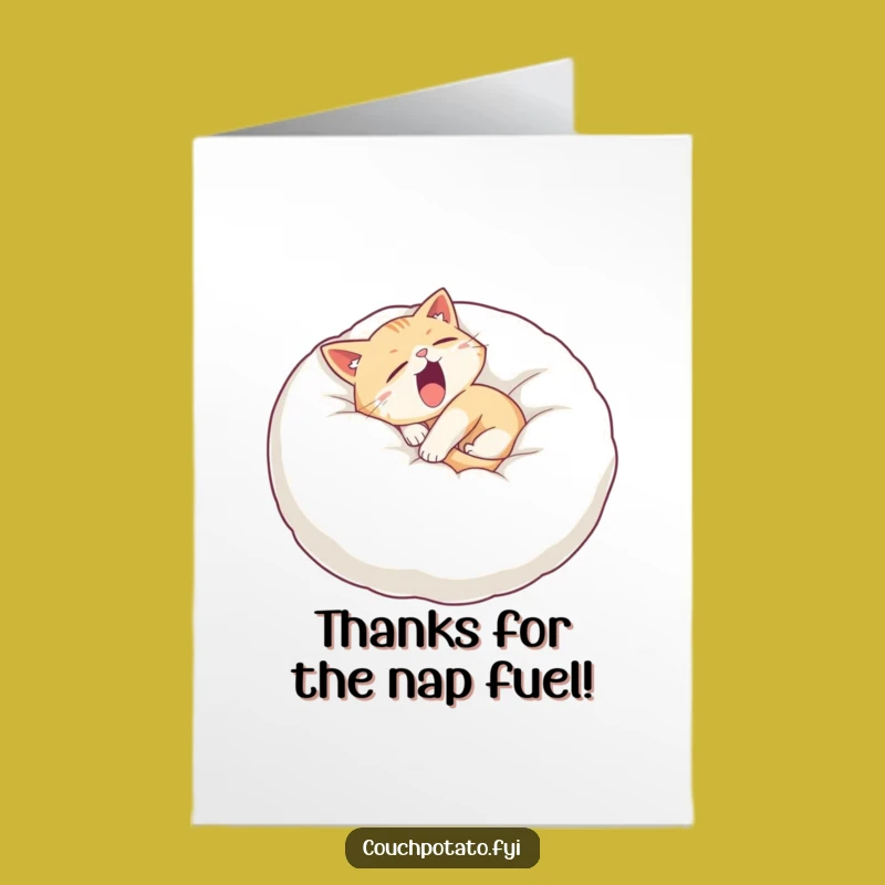 Free Printable Funny Cat Thank You Card - Sleepy Yawning Cat Expressing Thanks