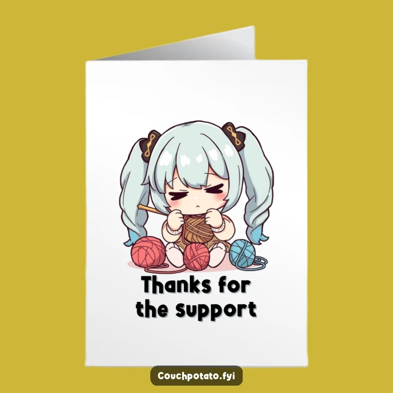 Free Printable Thank You Card: Focused Knitter Funny Character DIY Gratitude Download