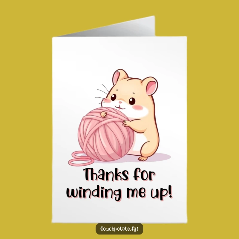 Free Printable Thank You Card: Hamster's Thankful Yarn - DIY Gift