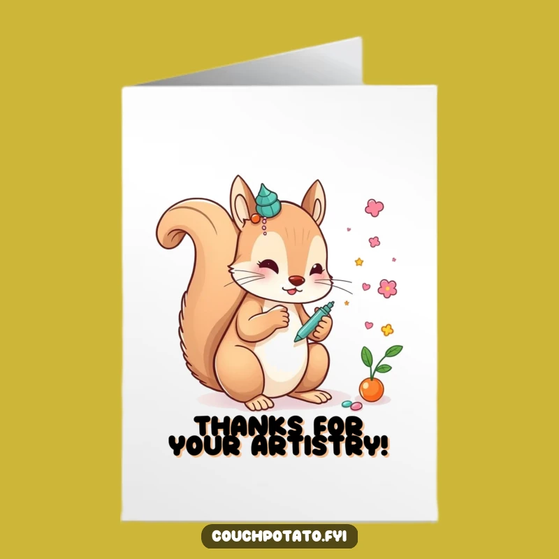 Free Printable Thank You Card: Squirrel's Artistic Thanks - DIY Gift