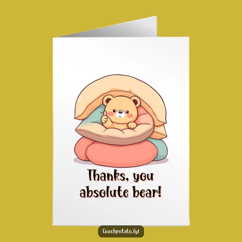 Free Printable Funny Bear Thank You Card - Round Bear Thumbs Up, Heartfelt Thanks