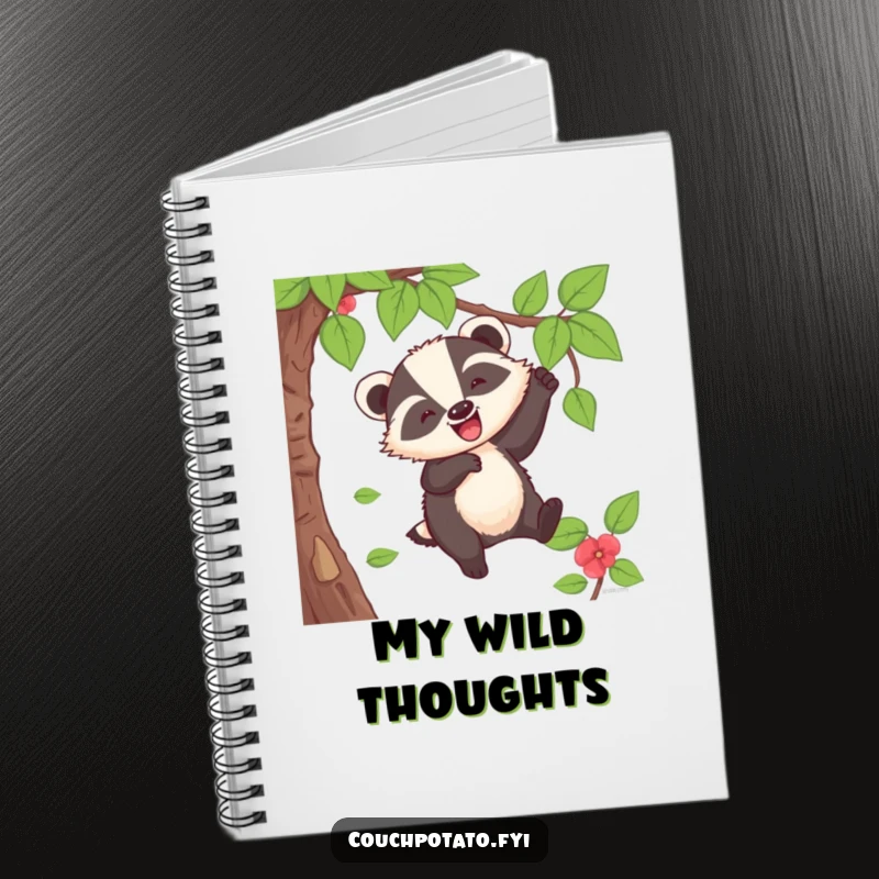 Funny Badger Notebook: A cheerful badger swings from a vine with a whoop, inspiring energetic note-taking.