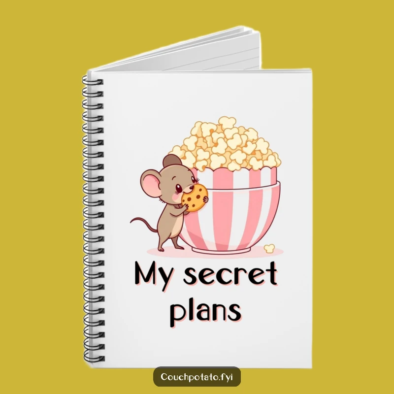 Funny Mouse Popcorn Planner Notebook - Mischievous Character Journal