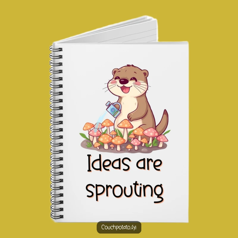 Funny Otter Watering Mushrooms Notebook: Jot Down Ideas With Cute Woodland Art