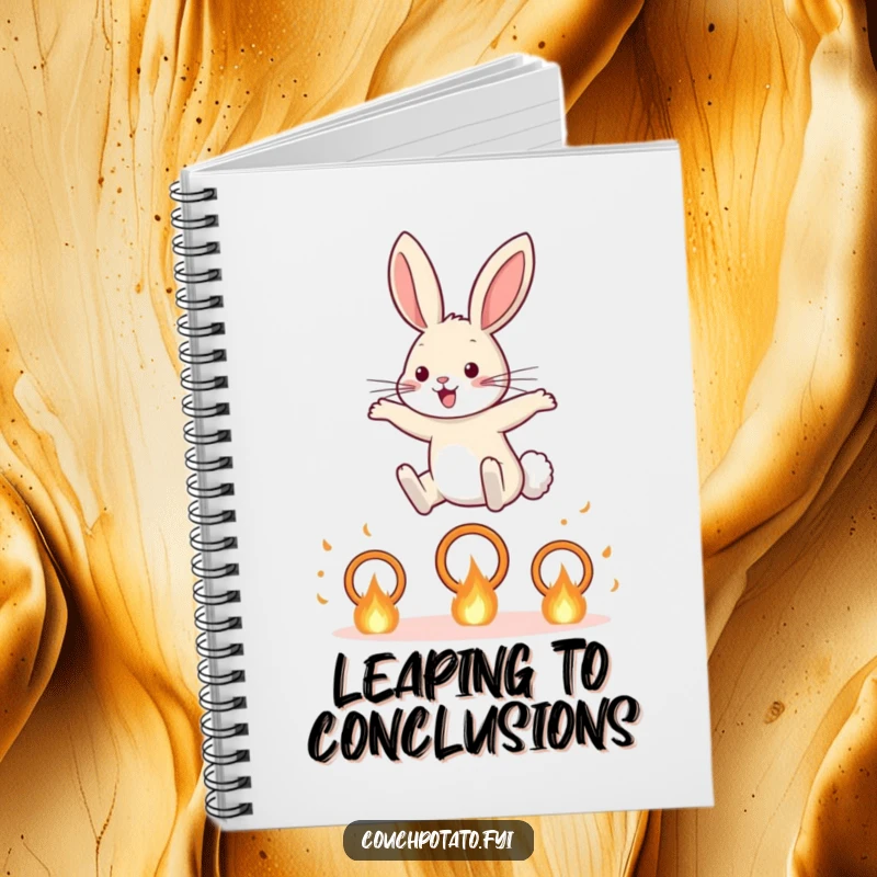 Funny Rabbit Notebook: A brave rabbit is shown leaping through fiery hoops, inspiring bold ideas and creative leaps.