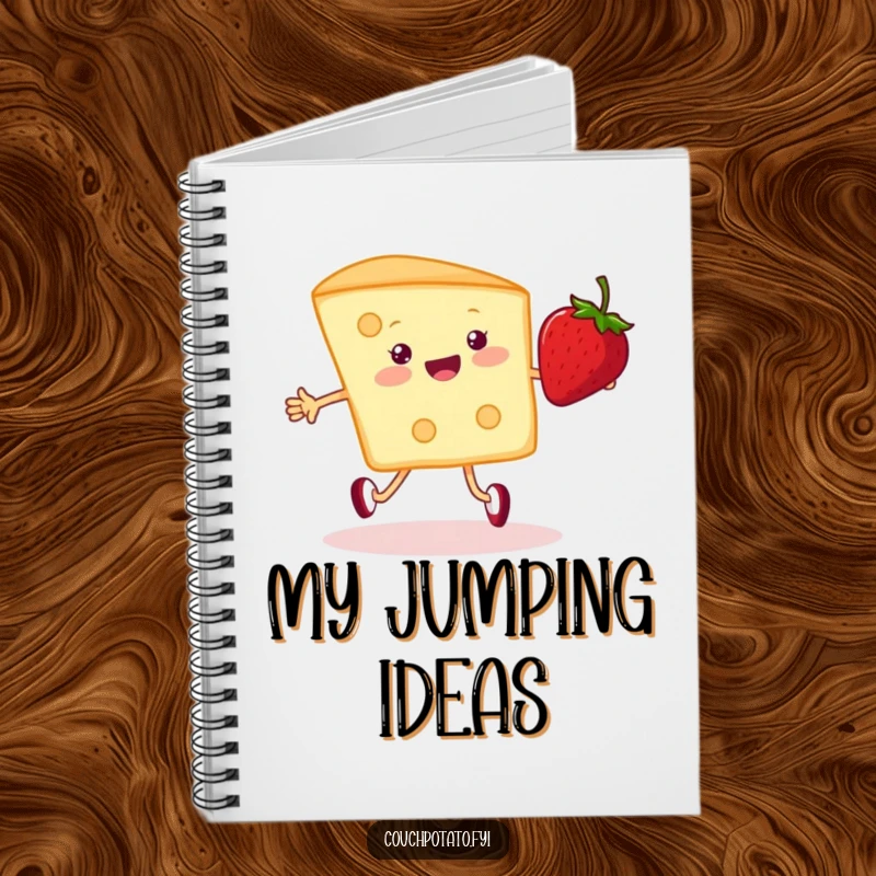 Funny cream cheese and strawberry notebook, perfect for journaling or note-taking with a humorous and quirky jumping rope design.