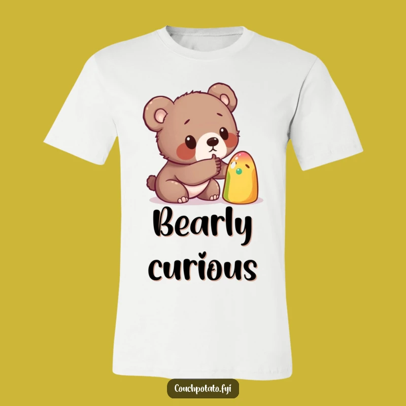 Funny Bear Cub Curiosity T-Shirt: Hilarious Animal Explorer Tee for Playful Styles