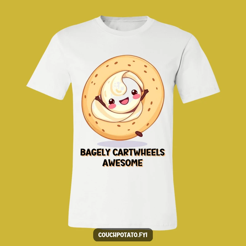 Funny Cream Cheese Cartwheel T-Shirt: Wear the Breakfast Fun!