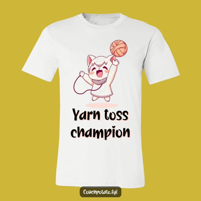 Funny Yarn Toss T-Shirt: Embrace Playful Knitting with This Character Design Shirt Gift