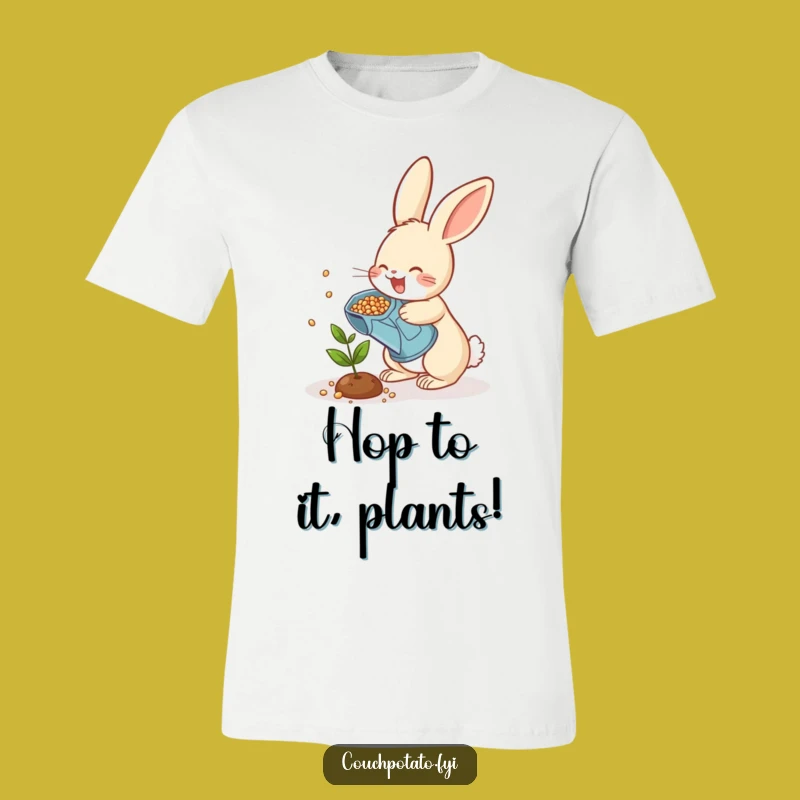 Funny Rabbit Garden T-Shirt - Cheerful Spreading Seeds Tee for Plant Lovers