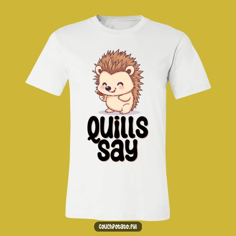 Funny Hedgehog Artist T-Shirt: Hilarious Quill Drawing Tee for Quirky Styles