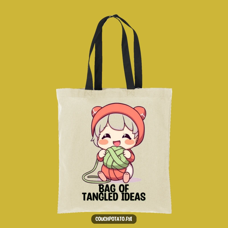 Funny Yarn Knot Tote Bag: Carry Your Supplies with This Playful Character Design Gift