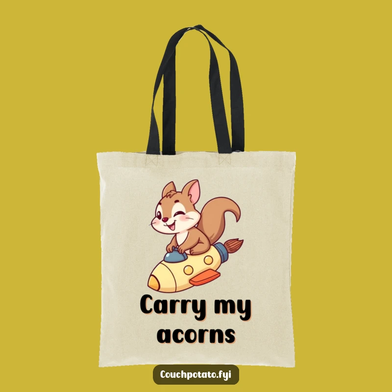 Funny Squirrel Rocket Tote Bag: Carry Your Adventures in Style, Great Gift