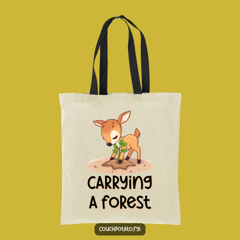 Funny Deer Sapling Tote Bag: Gentle Gardener, Hilarious Nature Accessory