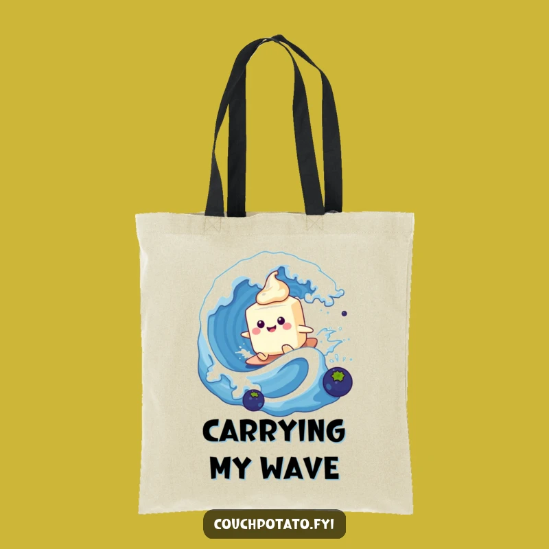 Funny Cream Cheese Surfing Tote Bag: Carry Your Laughs with Beachy Style!