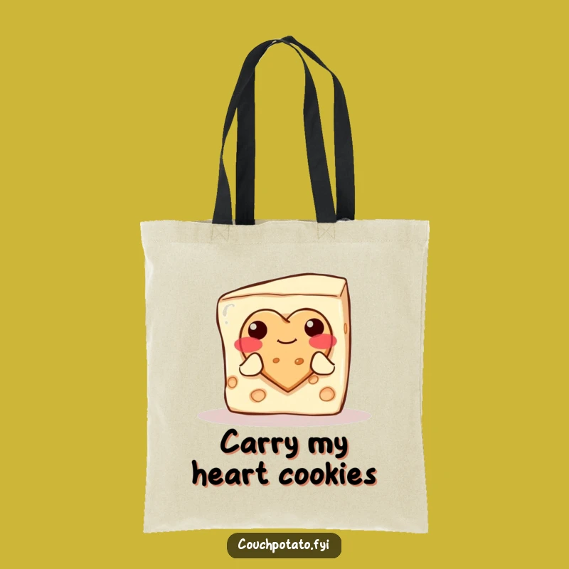 Funny Cream Cheese Heart Cookie Tote Bag: Carry Your Sweetness Everywhere!