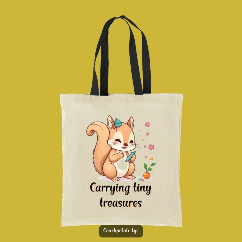Funny Creative Squirrel Art Tote Bag: Whimsical Squirrel Crafting Bag