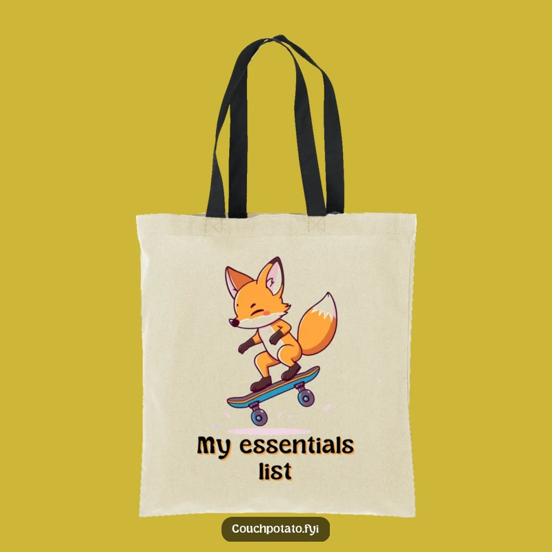 Funny Fox Skateboard Trick Tote Bag: Carry Your Gear with Flair, Awesome Funny Gift