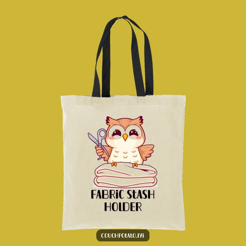 Funny Joyful Owl Sewing Tote Bag: Whimsical Owl Crafting Bag