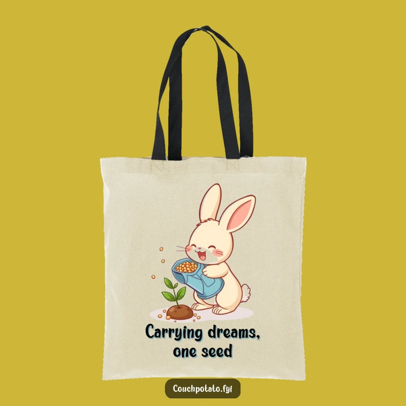 Funny Rabbit Garden Tote Bag - Cheerful Seed Scattering Bag for Plant Parents